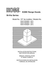 KOBE Brillia Series Installation Instructions And Operation Manual