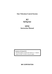 IMV K2Sprint Instruction Manual