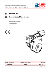 Riello Burners 3742693 Installation, Use And Maintenance Instructions