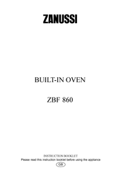 Zanussi ZBF 860 Instruction Booklet