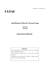 Ulvac SGT-100 Instruction Manual