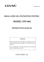 Ulvac UFO-003 Instruction Manual