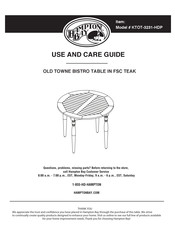 HAMPTON BAY KTOT-3231-HDP Use And Care Manual