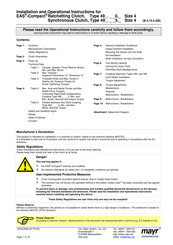 Mayr EAS-Compact 494 Series Installation And Operational Instructions
