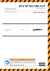 Atlas Copco ETV ST101-100-13-F Safety Information Manual