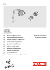 Franke F5 ACXT2001 Installation And Operating Instructions Manual