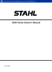 Stahl 2000 Series Owner's Manual