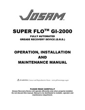 JOSAM 60314A Operation, Installation, And Maintenance Manual