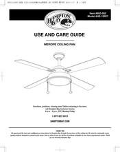 HAMPTON BAY 602-652 Use And Care Manual