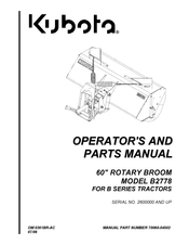 Kubota B2778 Operator And Parts Manual