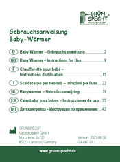 GRÜNSPECHT Baby Warmer Instructions For Use Manual