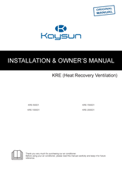 Kaysun KRE-1000D1 Installation & Owner's Manual