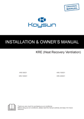 Kaysun KRE-500D1 Installation & Owner's Manual