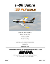 BVM GO FLY GOLD F-86 Sabre Assembly And Operating Manual