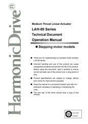 Harmonic Drive LAH-80-5020-F-PB Operation Manual