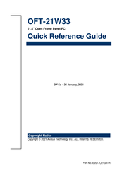 Avalue Technology OFT-21W33-3455-A1R Quick Reference Manual