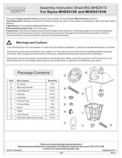 Quoizel MHE8410K Assembly Instruction Sheet