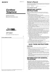 Sony SPP-S9001 Operating Instructions Manual