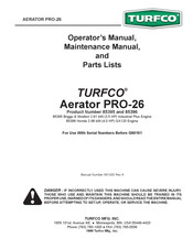 TURFCO Aerator PRO-26 Operator's Manual