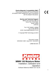 RDS Technology Master Driers MMM 100 Installation, Calibration And Operation