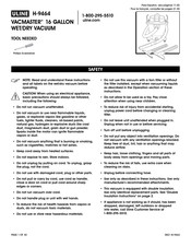 U-Line VACMASTER H-9464 Manual