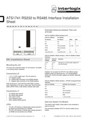 Interlogix ATS1741 RS485 Installation Sheet