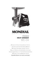 Mondial Designs Limited PREMIUM MC-04 Instruction And Technical Service Manual