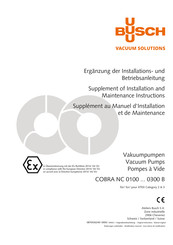 BUSCH COBRA NC 0100 300 B Series Supplement Of Installation And Maintenance Instructions