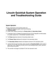 Lincoln Quicklub Series Operation And Troubleshooting Manual