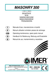 IMER MASONRY 300 Operating, Maintenance, Spare Parts Manual