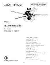 Craftmade Manor MAN52-4 Installation Manual