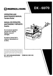 Ingersoll-Rand DX-70 Operating And Maintenance Manual