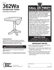 Whittier Wood Products 362Wa Assembly Instructions Manual