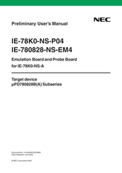 Nec IE-78K0-NS-P04 Preliminary User's Manual