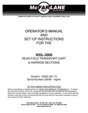 McFarlane WDL-2000 Operator's Manual And Set-Up Instructions
