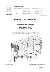 Pronar PRONAR T700 Operator's Manual