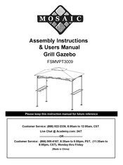 Mosaic FSMVPT3009 User Manual And Assembly Instructions
