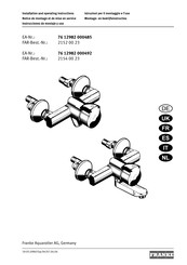Franke 2154 00 23 Installation And Operating Instructions Manual