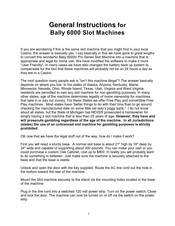 Bally 6000 Pro Series General Instructions
