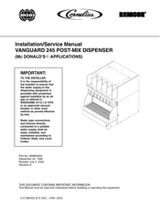Remcor Cornelius VANGUARD 245 Installation & Service Manual