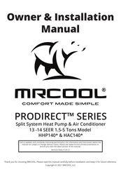 Mrcool PRODIRECT Series Owners & Installation Manual