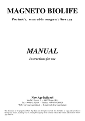 New Age MAGNETO BIOLIFE Manual Instructions For Use