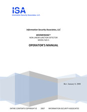 ISA BOOMERANG NJD-5 Operator's Manual