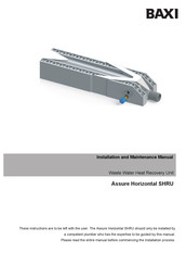 Baxi Assure Horizontal SHRU Installation And Maintenance Manual