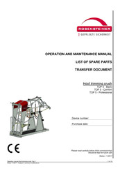 Rosensteiner 901557 Operation And Maintenance Manual