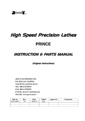 Jesco PRINCE Instruction & Parts Manual