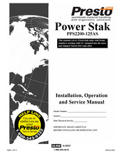 Presto Lifts PowerStack PPS2200-125AS Installation, Operation And Service Manual