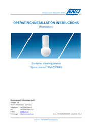 AWH TANKO CR40 Operating & Installation Instructions Manual