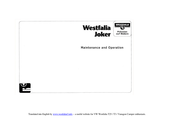 Westfalia JOKER Maintenance And Operation