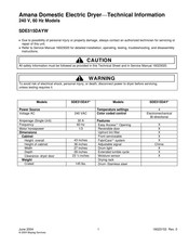 Amana SDE515DAYW Technical Information